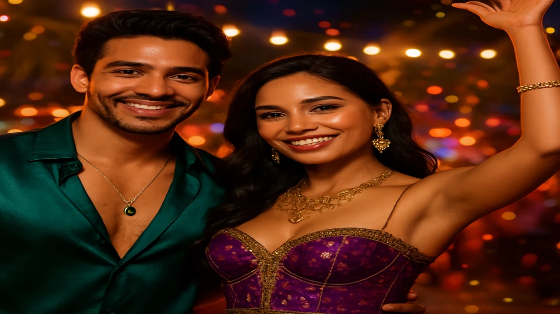 একটি সুখী ও আকর্ষণীয় যুগল রঙিন কার্নিভাল পোশাকে একটি প্রাণবন্ত খোলা উৎসবে উদযাপন করছেন, যা good11-এ খেলার মজা, সামাজিকতা ও উত্তেজনাপূর্ণ পরিবেশকে ধারণ করে।